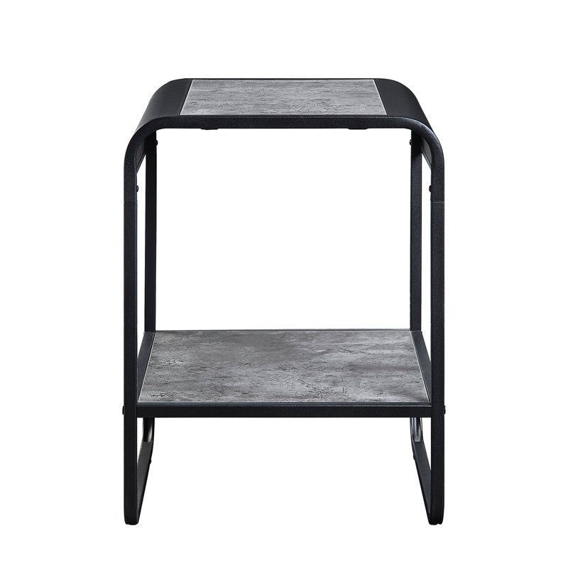Table de bout rectangulaire avec cadre en métal gris et noir