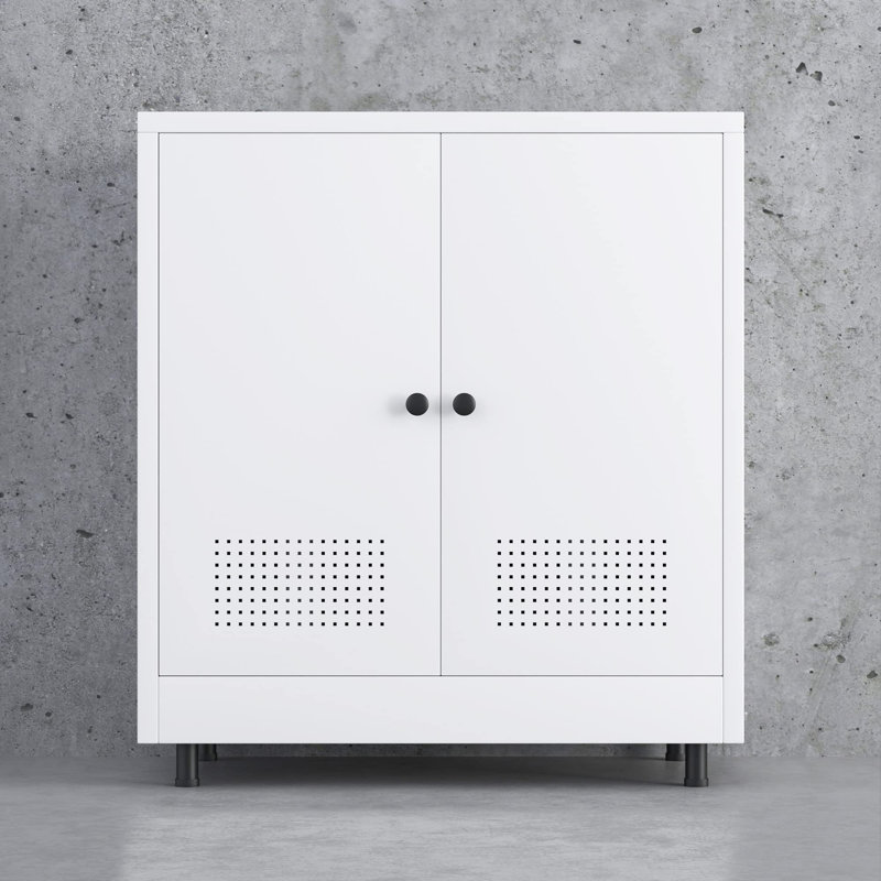 Armoire de rangement en métal, Blanc