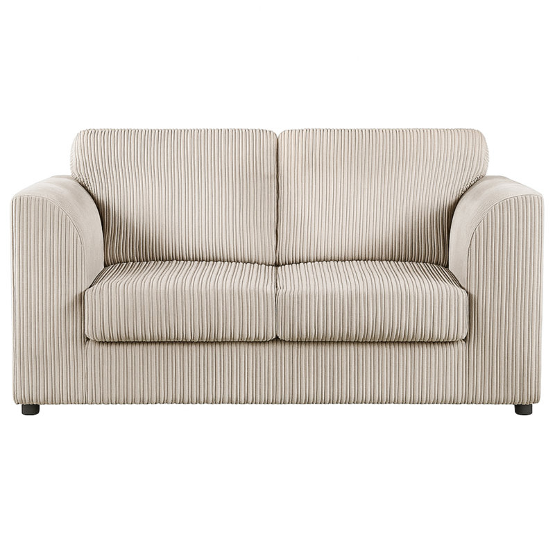Corduroy Sofa, Cream, 75cm H x 165cm W x 90cm D