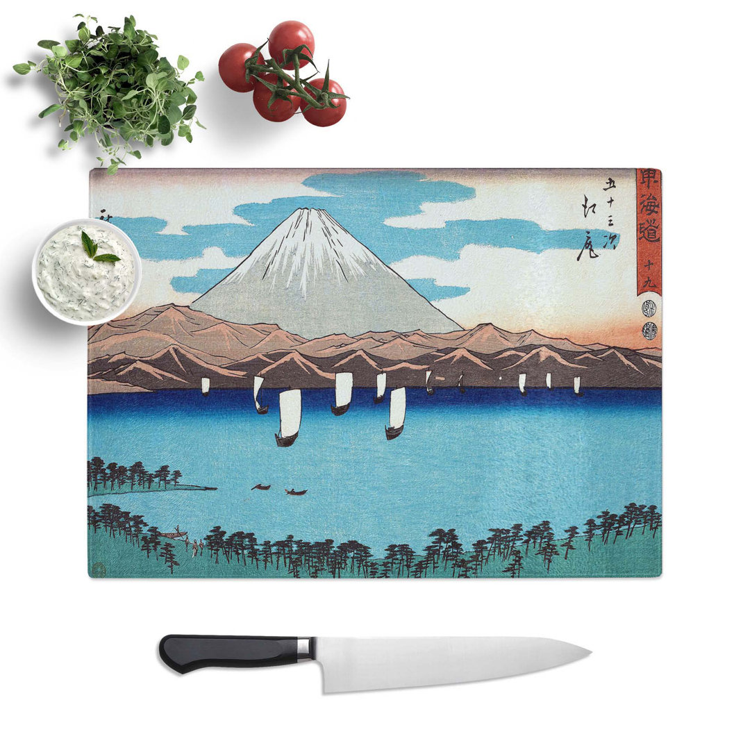 Tempered Glass Sailing Past Mount Fuji by Utagawa Hiroshige Chopping Board