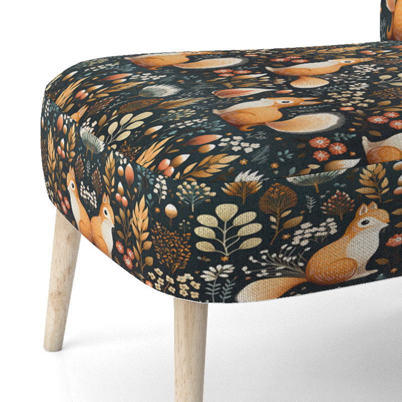 Squirrel Delight - Chaise d'appoint rembourrée Glam, chaise d'appoint à imprimé animal
