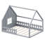 Lit double en bois de couleur grise - Construction avec pin et fenêtre de clôture, à DEL, sans sommier pour un espace de détente serein-2070054548