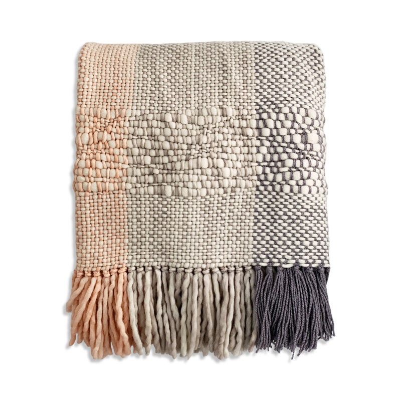 Ushuaia Hand Woven Throw Blanket, Coral