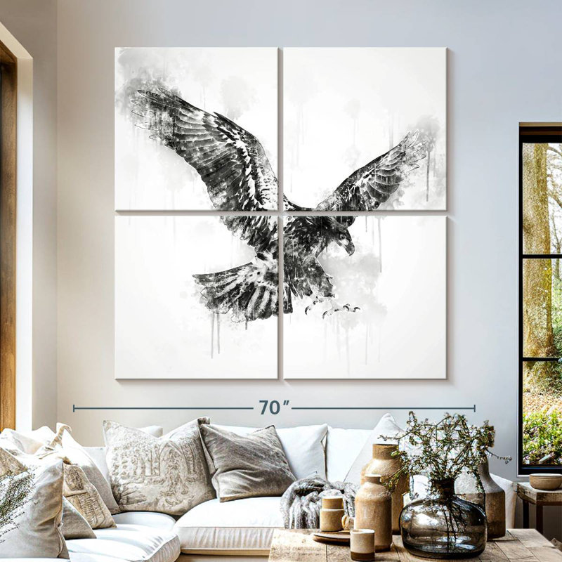 Brampt Eagle Flying Black And White