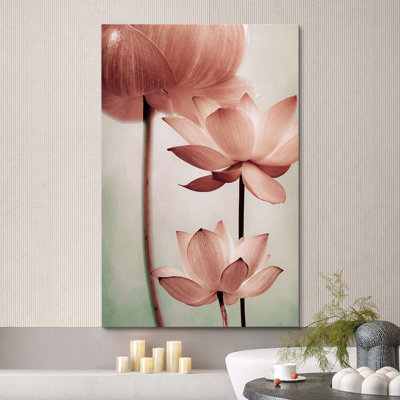 Lotus rose sur toile