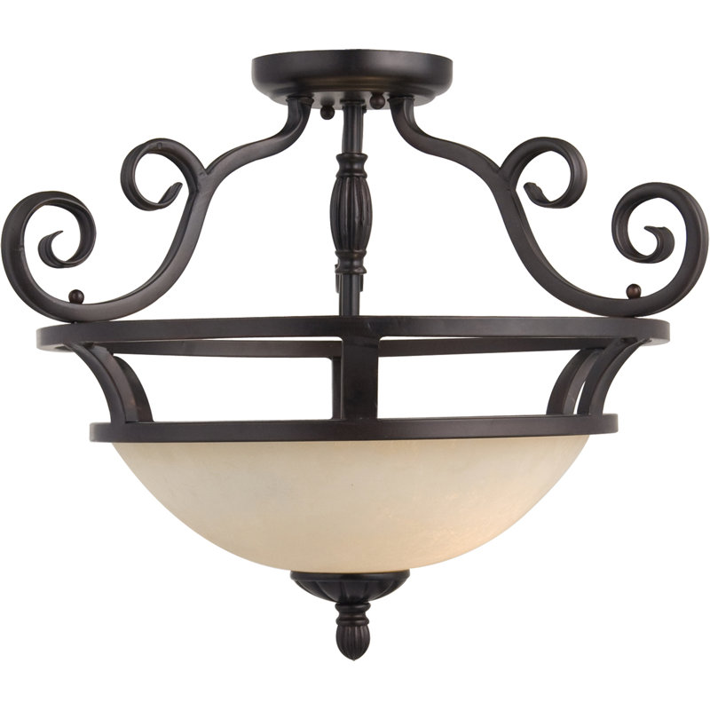 Glass Semi Flush Mount, Oil Rubbed Bronze
