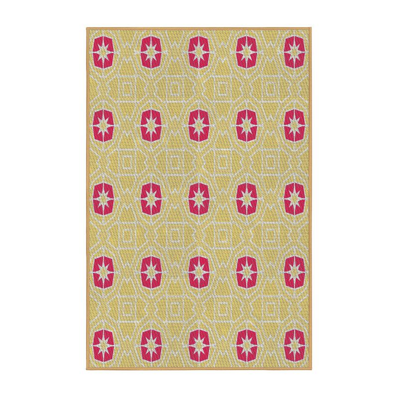 Tapis jaune / rose Power Loom, Rectangle 3 pi x 5 pi