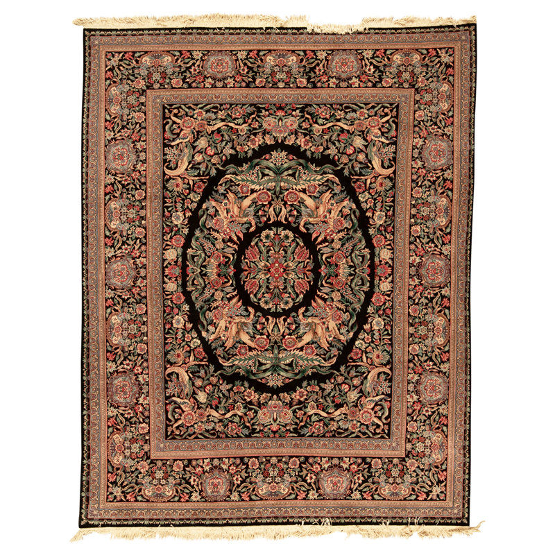 Tapis rectangulaire en laine noué à la main
