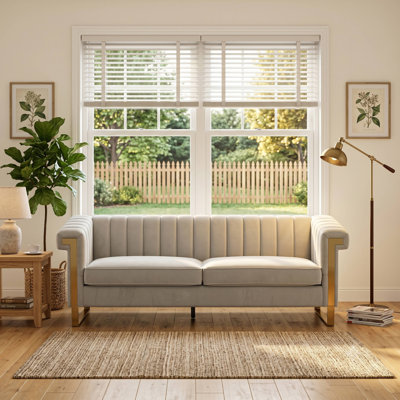 Canapé Chesterfield en velours (blanc crème)