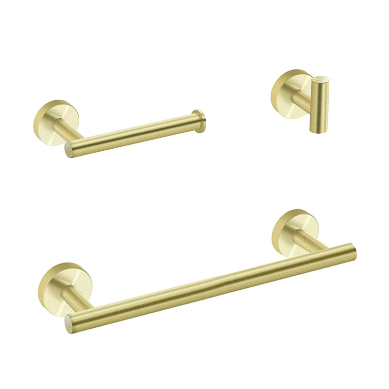 Brushed Gold Bathroom Hardware  3  - Modern & Sleek. Smooth Edges Damage. Resists Corrosion In Damp Environments. Wall Mounted For Neatness. Easy Installation Available 3 Fashionable And . Scratch-