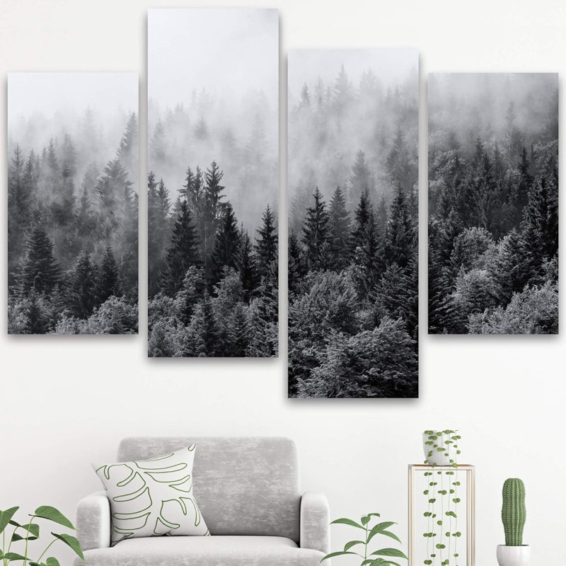 Ensemble de 4 pièces décoratives sur toile Foggy Foreste