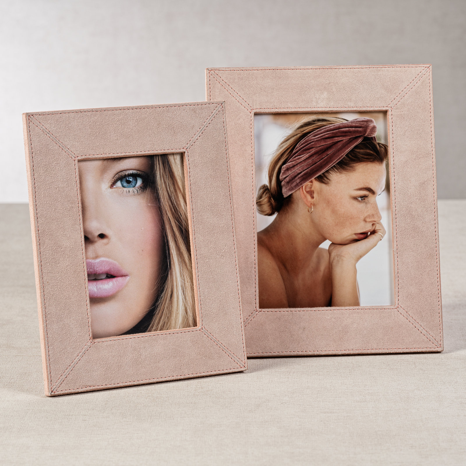 Suede Leather/ MDF Picture Frame, Amalfi Blush, 5" W x 7" H