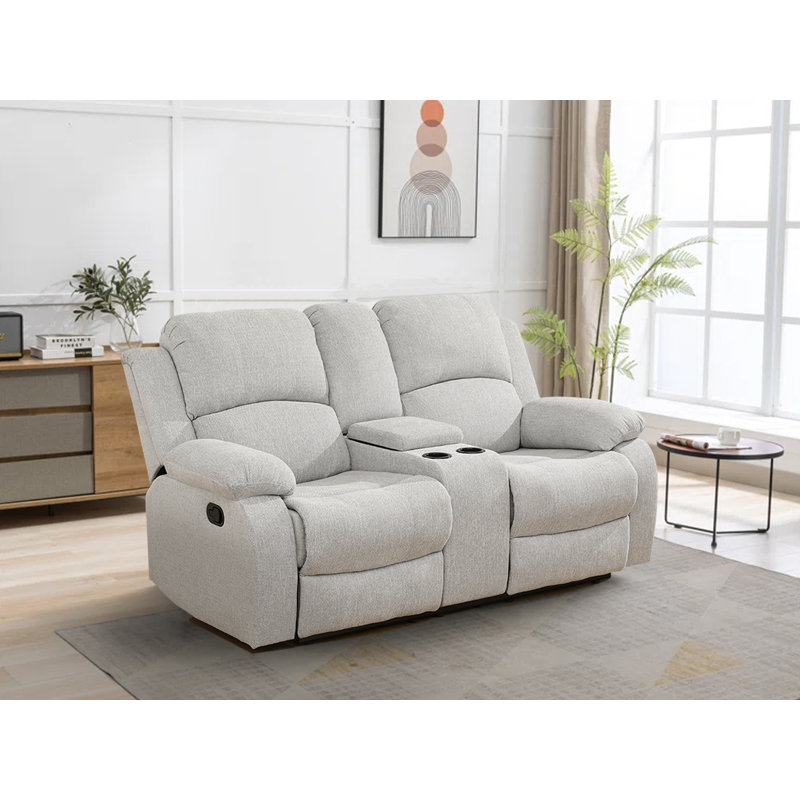 Larain Recliner, White Cotton Blend