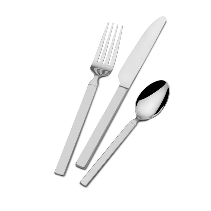 Arlo 24-Piece Stainless Steel Flatware Set with Rubberwood Caddy, Service for 8