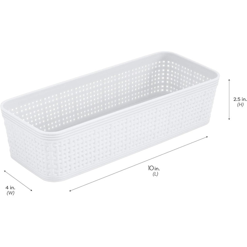 5 Piece Grey Organizing Set: Multiple Size Multipurpose Bins for Office, Desk, Dorm, Bathroom Small Items & Accessories
