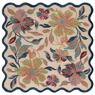 Laine touffetée à la main Jardin; Tapis d'intérieur floral en coton