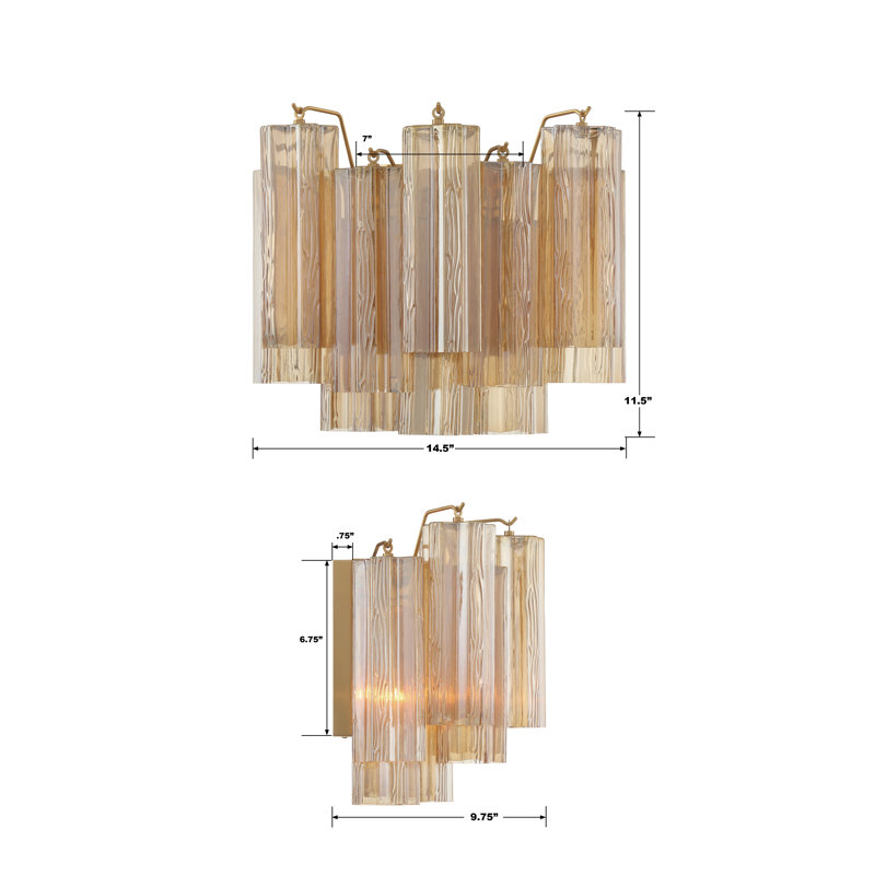 Steel Flush Mounted Sconce, Aged Brass