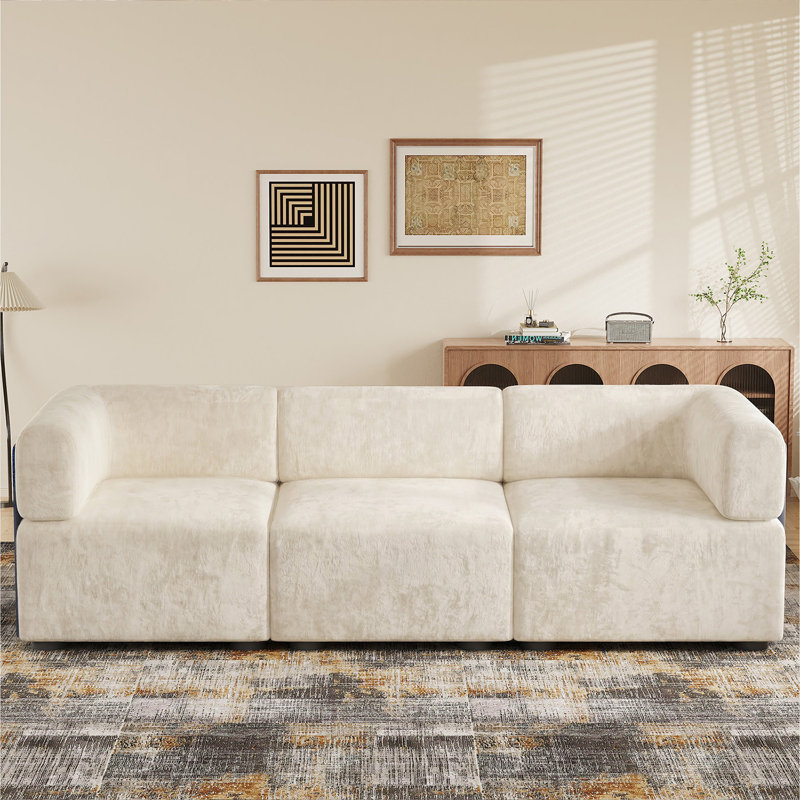 3 Seater Chenille Sofa, Beige