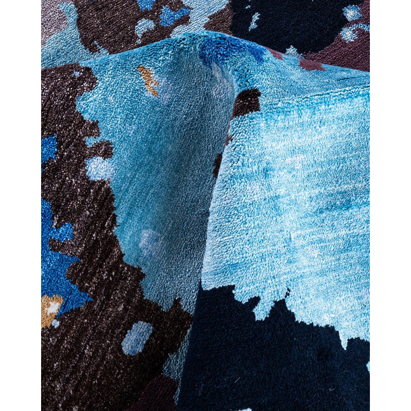 Tapis unique noué à la main de 8 pi 2 po x 10 pi 2 po noir Lynward