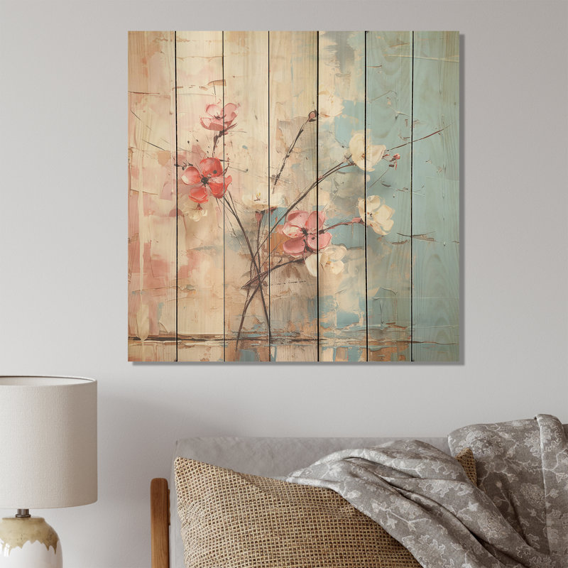 «Cherry Blossom Spring S Whisper», impression de cerisier sur bois, H 36 po x l 36 po