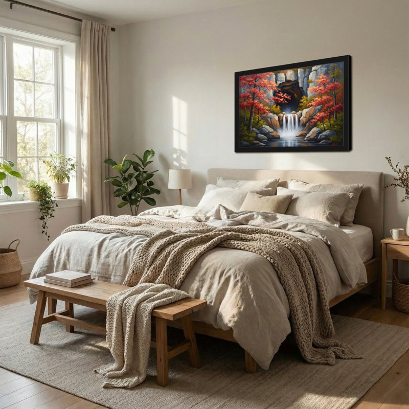 «Landscape & Nature Autumn Waterfall Forest Landscape», art sur toile, H 16 po x l 24 po
