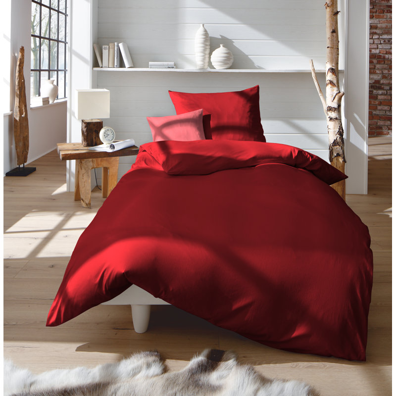 Interlock-Colours 26 TC Duvet Cover Set, Red, Single - 1 Pillowcase (80 x 80 cm)