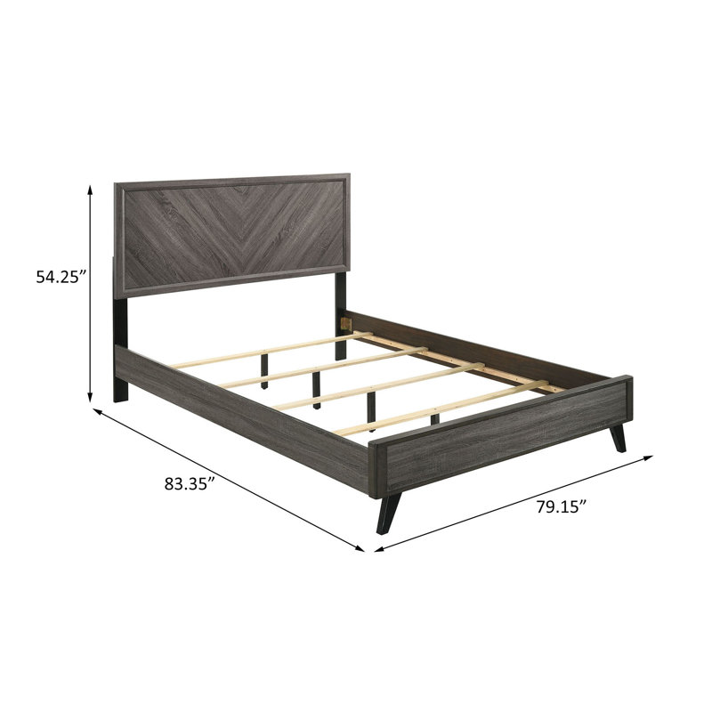 King Size Wood Panel Bed in Gray