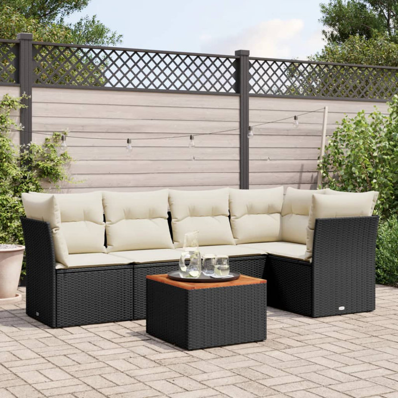Ensemble de canapé de jardin Vidaxl noir, blanc crème