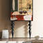 Solid Wood High Leg Cabinet with Vintage Pattern