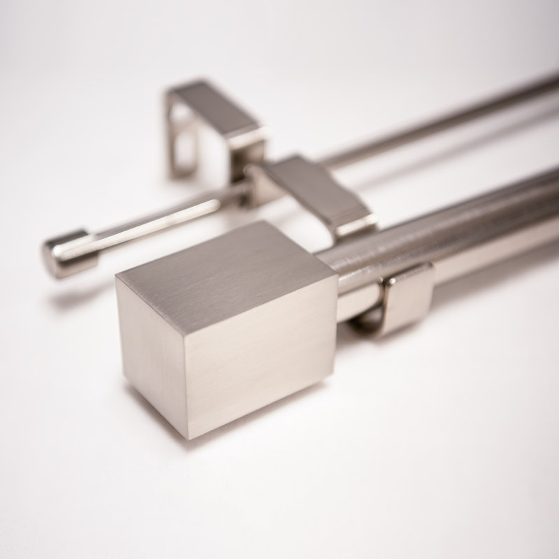 Jace Adjustable 1'' Double Curtain Rod, 66" - 120", Silver