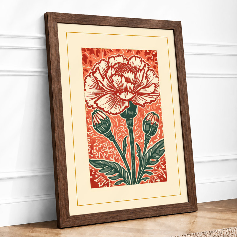 Woodcut Bloom Botanical - Print, Walnut, A3 - 42.0 x 29.7 cm