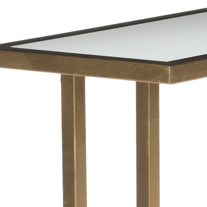 Mancia Glass Top Pedestal End Table, Gold