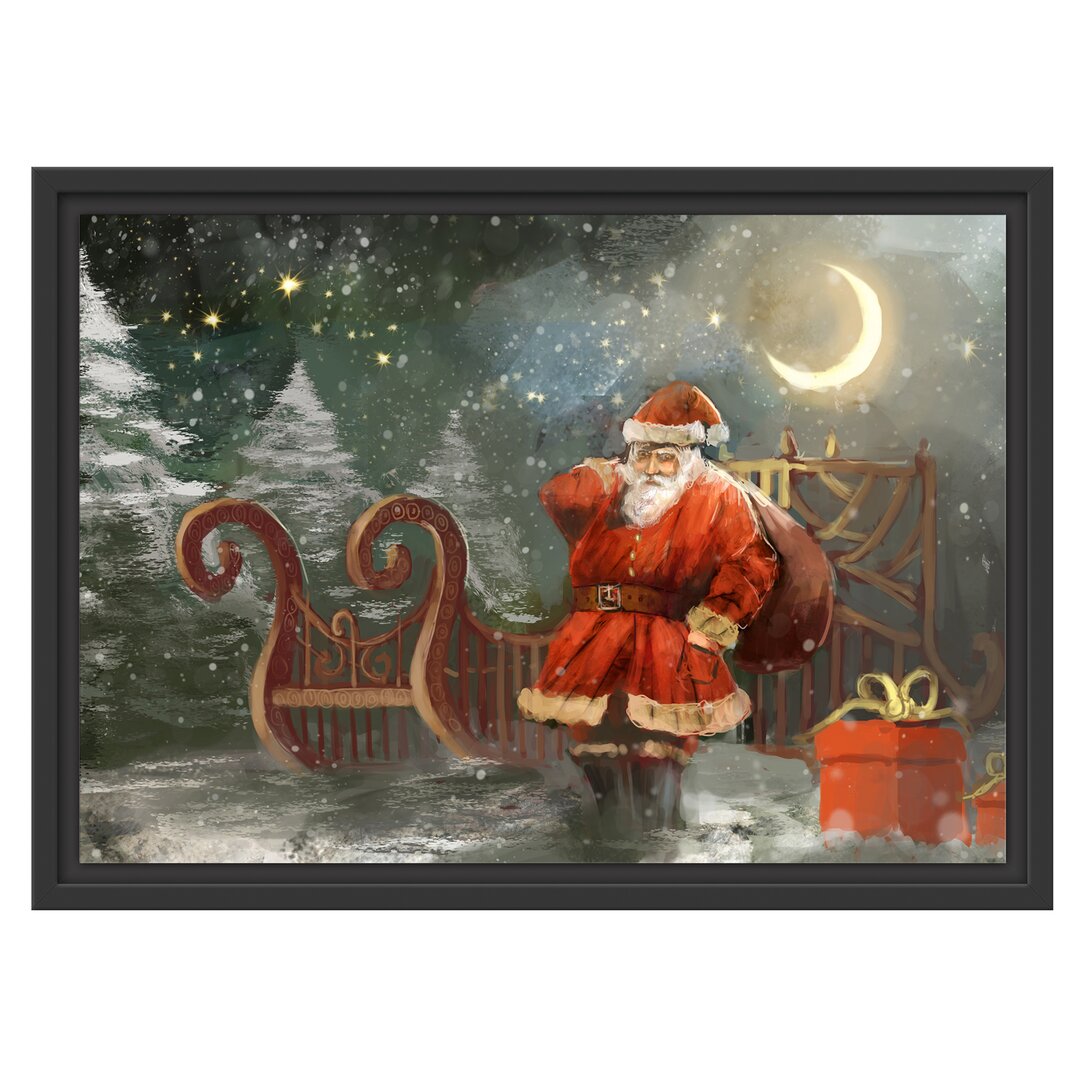 Gerahmtes Poster Santa Claus with Gifts