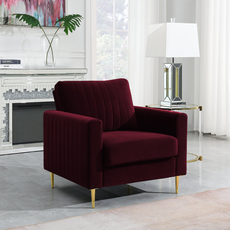 Lotsee Velvet Armchair, Burgundy