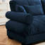 Velours bleu à 2 places avec coussins de siège élégants avec coussins décoratifs et coussins de soutien supplémentaires