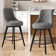 Trudith 360° Swivel Bar Stools with Button Tufting Backs & Wood Legs