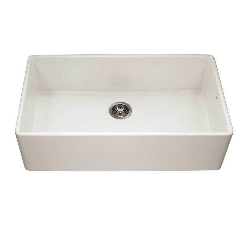 Platus Houzer Farmhouse Apron Front/Undermount 36 inch Fireclay Single Bowl Kitchen Sink, Biscuit