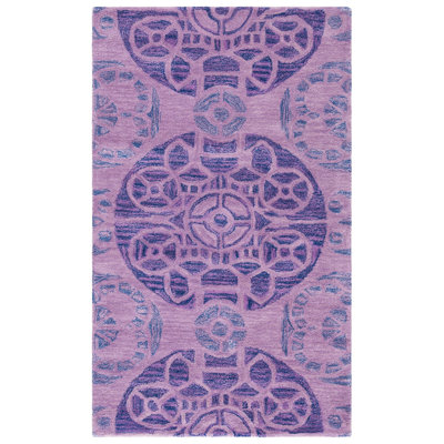 Tapis géométrique en laine / viscose touffeté à la main Kouerga
