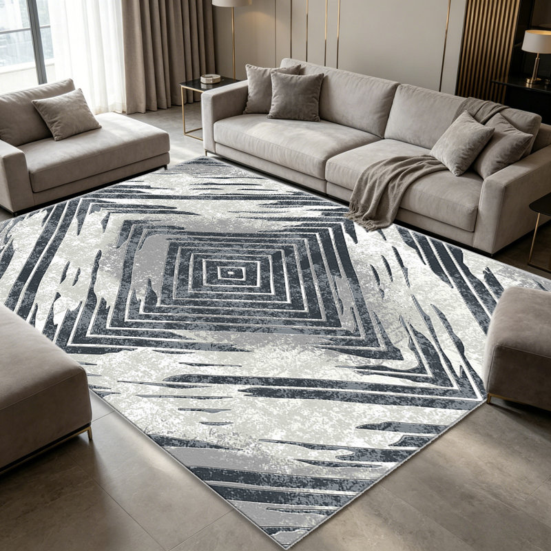 Grey Aztec Diamond carpet-easy to clean, machine-washable, soft and comfortable; suitable for door mats, kitchens, living rooms, bedrooms, corridors, and laundry areas. Easy to clean, durable carpet for home decoration.