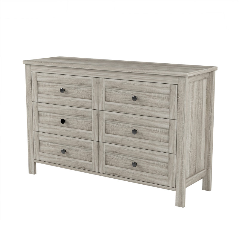 Commode en bois de style rétro avec 6 tiroirs, armoire de rangement pour chambre à coucher, Gris antique