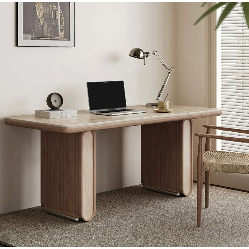 Light Luxury Modern Sintered Stone Tabletop Desk, 29.5" H x 63" W x 31.5" D