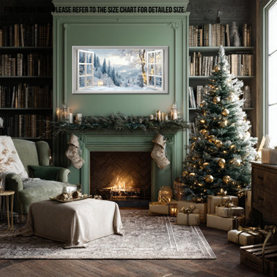 Hiver, art mural sur toile, paysage enneigé, impressions de scène de forêt enneigée pour le salon, peinture d'art de Noël sur toile encadrée, 16 po x 32 po