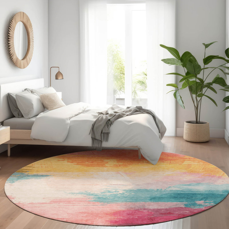 Tapis intérieur / extérieur rose Elanisse , 2 pi 6 po x 3 pi 10 po