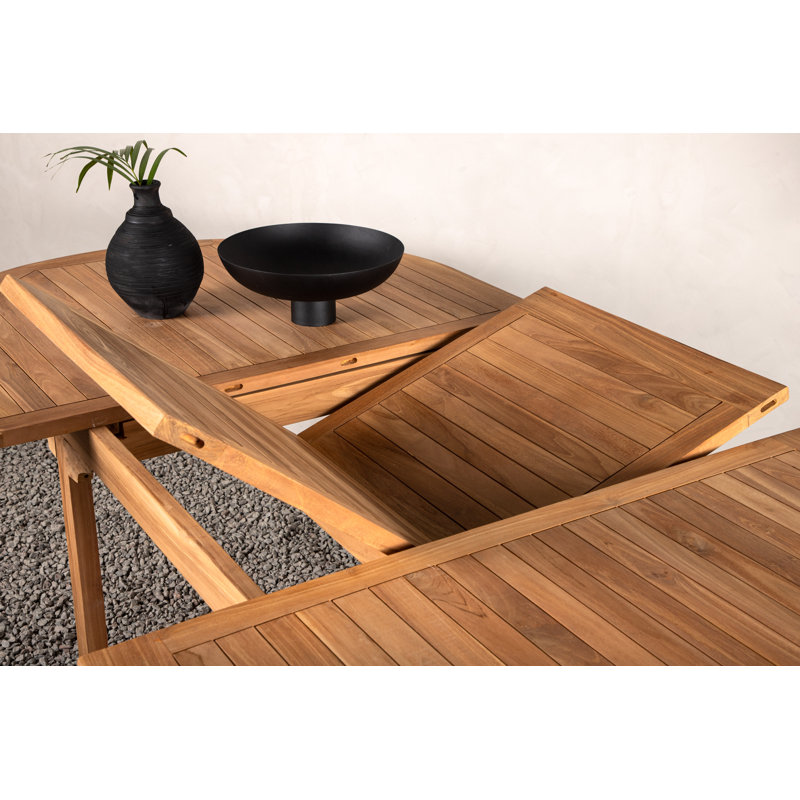 Giolou Rectangular Teak Extendable Outdoor Dining Table , 180cm cm W 100cm cm D