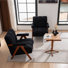 Ensemble de 2 fauteuils rembourrés en chenille Mid-Century en bois massif
