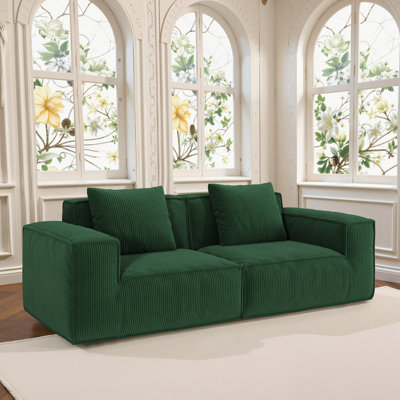 Modulaire pour deux personnes, matériau en velours côtelé doux, multifonctionnel pour les réunions de famille, housse en velours nuage sans assemblage, conception convertible, confortable
