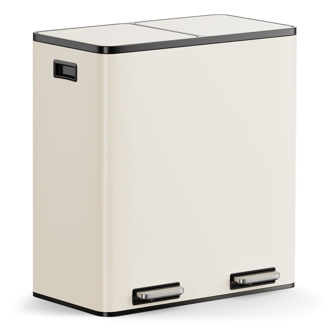 60L Compartment Bins Step On Multi-Compartment Rubbish & Recycling Bin - 60L