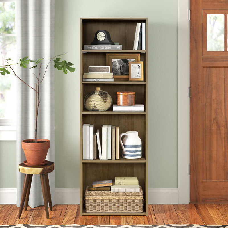 Bibliothèque standard Arisztid, Marron clair, (5 tablettes) H 71,18 po x l 24,5 po x P 11,5 po