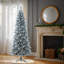 Vickerman 6' x 30" Flocked White Pine Artificial Slim Pre-Lit Christmas Tree with 300 Dura-Lit® Warm White Mini Lights, 554 Realistic Flocked PE/PVC Tips, Step On/Off Foot Pedal Switch and Folding Metal Tree Stand-1435135641