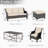 6 Pieces All-Weather Wicker Patio Conversation Set With Cushions, 3-Seat Sofa, Chairs, Ottomans & Metal Coffee Table-2001516718-2001516714